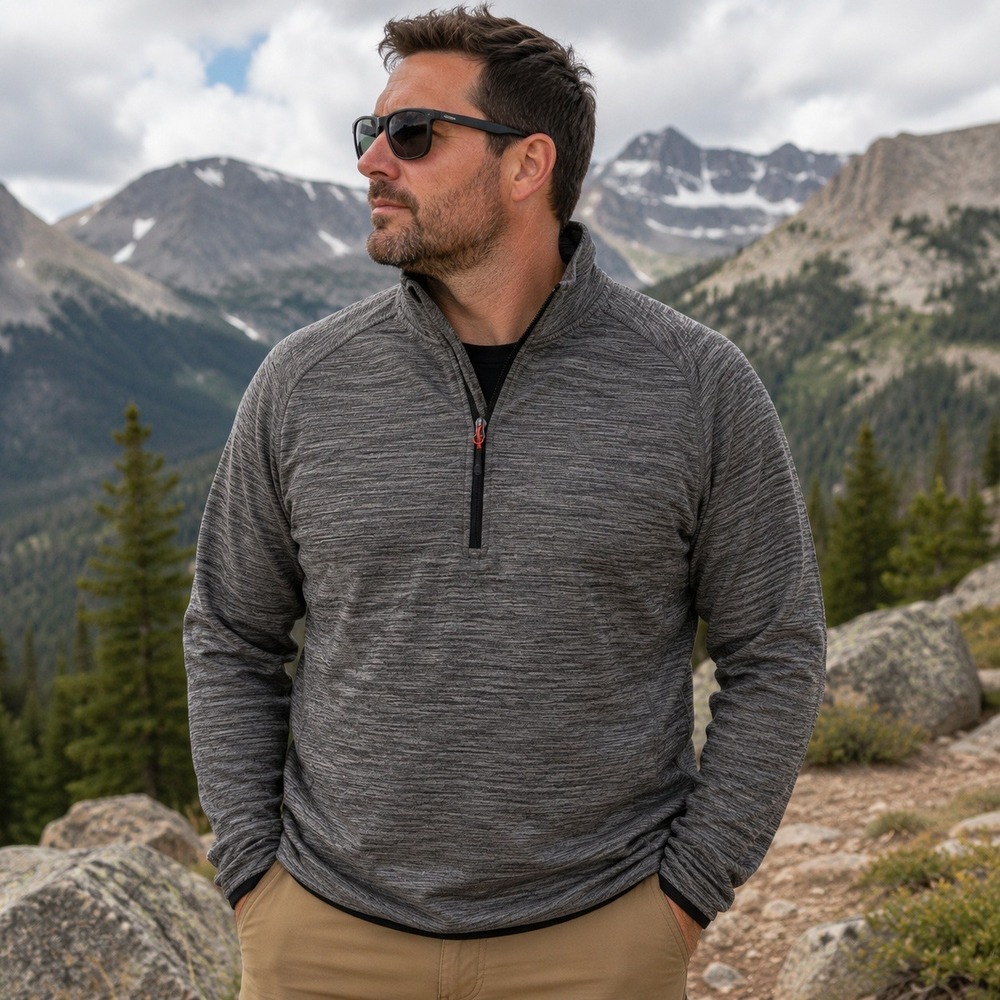 Avalanche Outdoor Supply Mens Large Gray Quarter Zip Pullover Fleece Sweater